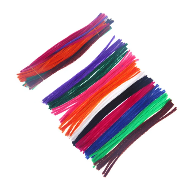

100pcs Glitter Chenille Stems Pipe Cleaners Plush Tinsel Stems Wired Sticks Kids Educational DIY Craft Supplies Toys Crafting