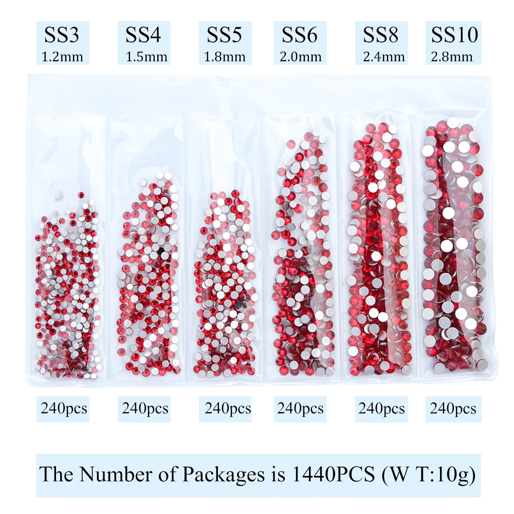 1440 шт, SS3-SS10, AB Стразы для ногтей с плоской задней поверхностью, Разноцветные кристаллы, смешанные размеры для украшения ногтей, блестящие украшения, стеклянные камни TR702