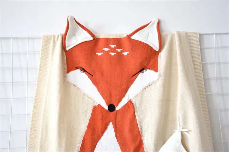 Baby Blanket Fox Animals Pattern Sleep Bag - Soft Wool Swaddle