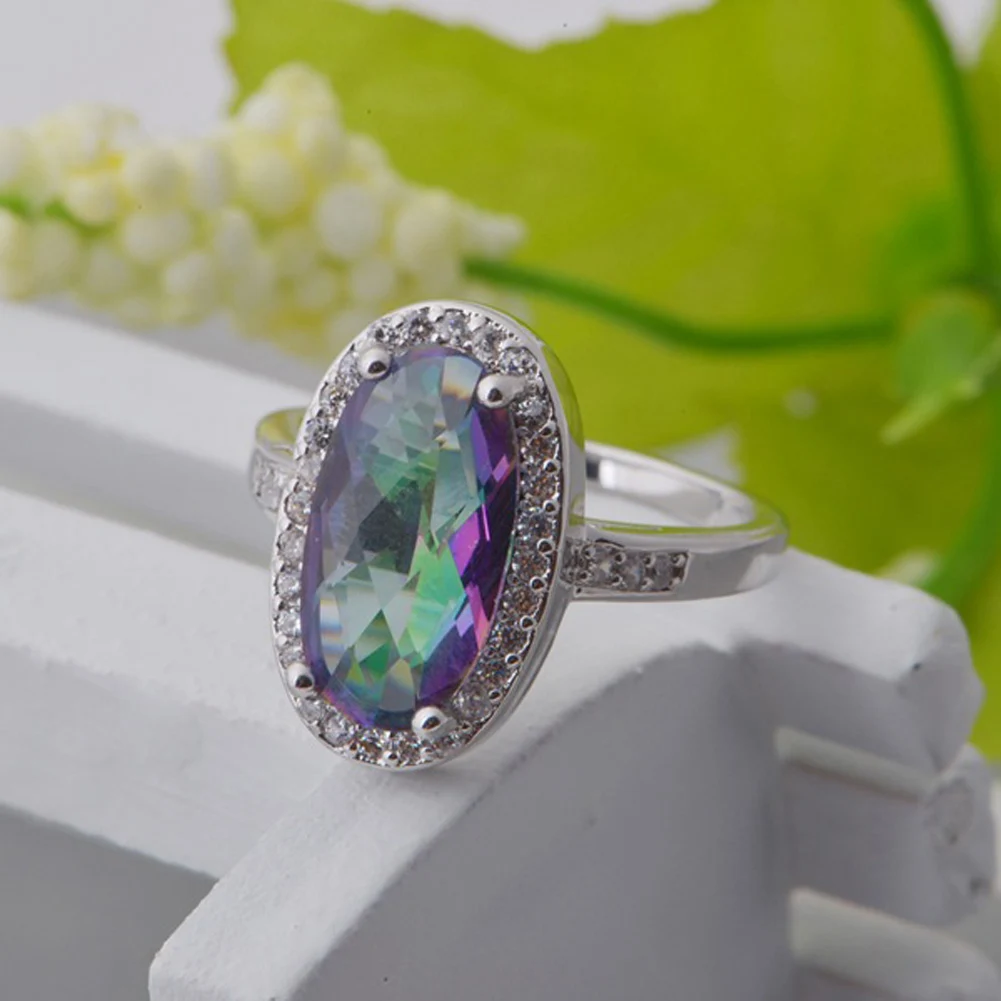 New Arrival 2017 Rainbow Color Stone Wedding Ring Gradient Bright Color