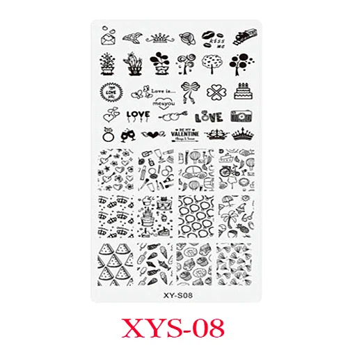 1Pec дизайн ногтей штамп Хэллоуин Мультфильм полоса животные Цветы Кружева штампы трафареты для ногтей лак пластины шаблон TRXYS01-20 - Цвет: XYS08