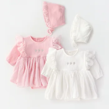 

Baby Girl Lace Bodysuit Dress With Berant Set Girl Spring Clothing Thread Cotton Tutu Dress Infant Girls Clothing Gift 3m 6m New