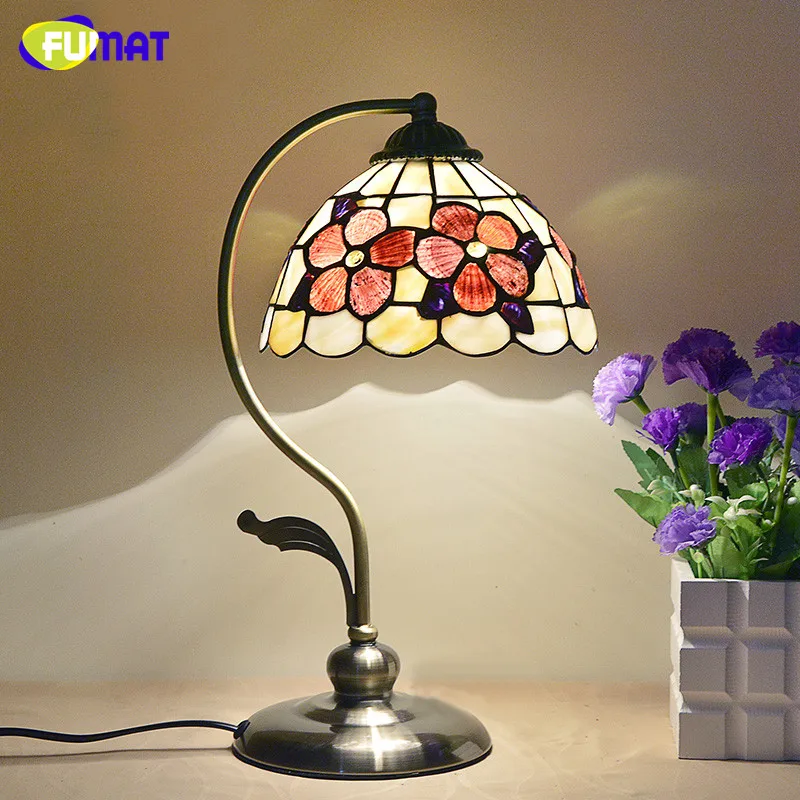 

FUMAT Table Lamps Art Deco Natural Shell Table Lamp for Bedroom Bedside Light Metal Leg Desk Lamp 8 Inch Peony Table Lamp LED