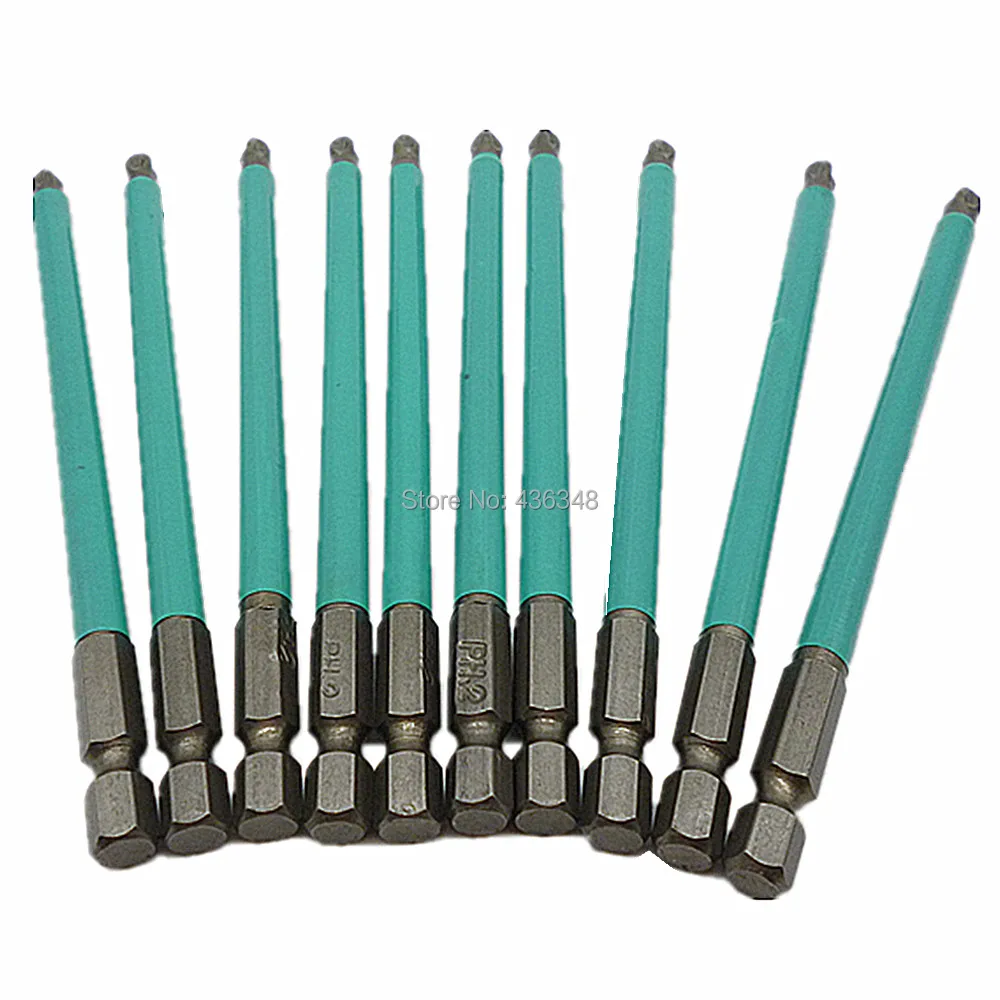 

10pcs 125mm Impact Duty Screwdriver Bits Magnetic Bit Tip 1/4"(6.35mm) Hex Shank Phillips Hex Insert Driver Ph2 Bits Anti Slip