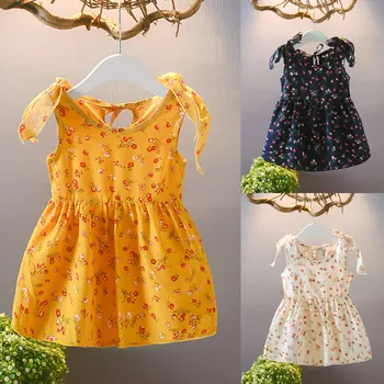 Floral Print Baby Girl Dress Cute Toddler Flower Princess Sleeveless Baby Dress Sundress Summer Baby Girl Clothes Party Dress beautiful carnation flower vest dress runway vintage key dress vestidos infantis baby girl clothes 8002