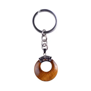 Key chain women gifts natural stone ring car key chain undertale  men jewelry amethyst red agate white crystal wholesale christm