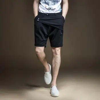 

Free shipping New Men's male Slim Pants Casual knee length Shorts fashion Summer New black B172717439 personality promotion