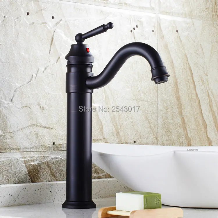 Antique Black Faucet Swivel Spout Bathroom Basin Mixer Elegant Oil