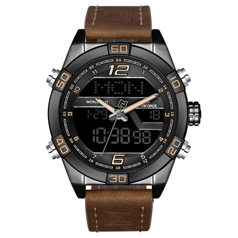 

NAVIFORCE Men Watch Fashion Sports Watches Men's Waterproof Led Digital Quartz Male Clock Man Leather Army Military Writwatches