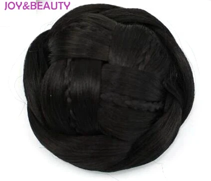 JOY& BEAUTY, волосы, чистые, ручное плетение, заколка для волос, шиньон, синтетические волосы, шиньон, Пончик, валик, шиньон, матовый цвет - Цвет: Натуральный чёрный