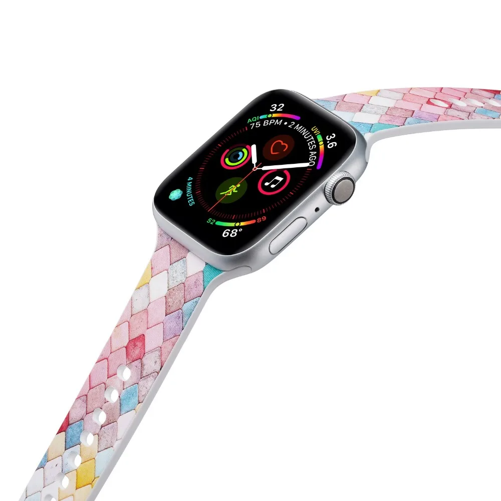 

Silicone Sports Band for Apple Watch Series 4 40/44mm Prints iwatch Strap Belt Wristwatch Bracelet for 38/42mm Series 3 2 1 I368