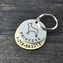 Персонализированные Жетоны, Бостон терьер dog tag, пользовательские собака ID тегов, штампованные идентификации Dog Tag, выгравировано имя и номер