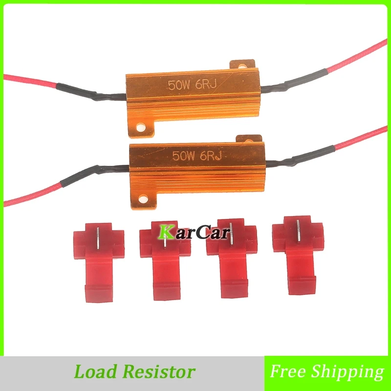 

2x 50W 6ohm LED Load Resistor Canbus Error Free Turn Singal Brake Lights Fog Lamp Hyper Flash Wiring Canceller Decoder