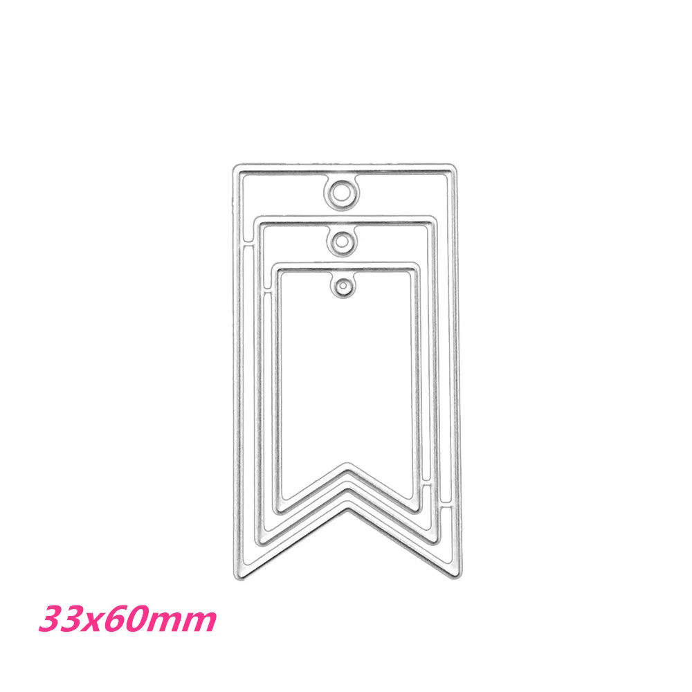

33x60mm Concave Flag Tag Lace Making Scrapbook Greeting Card Lace Hollow Metal Cutting Dies Stencil Frame Embossing Template DIY