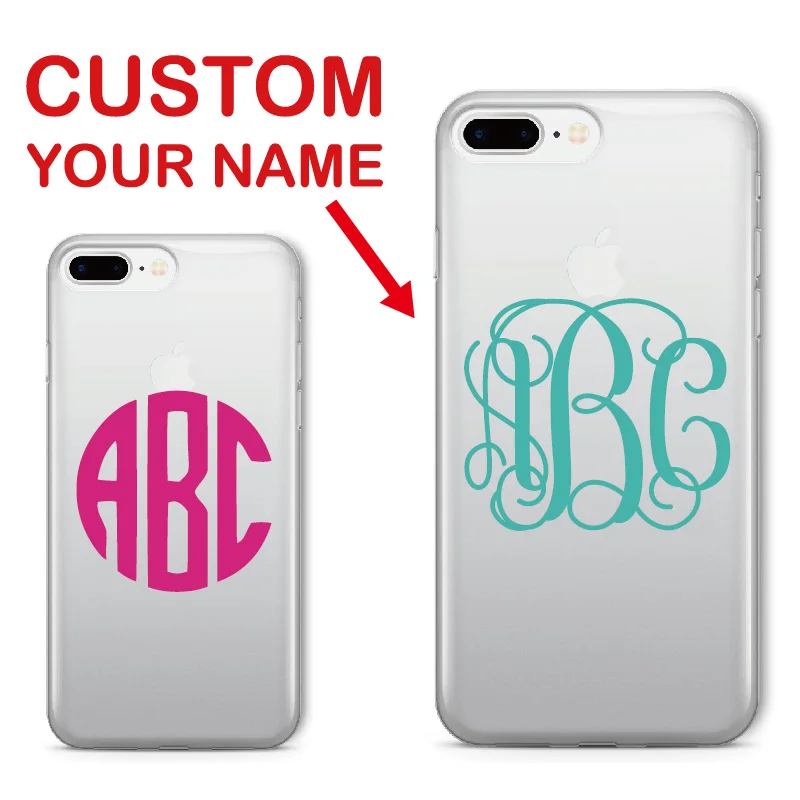 

Monogram Initials Personalized Custom Name Text Soft Clear Phone Case For iPhone 6 6S XS Max XR 7 7Plus 8 8Plus 5 X SAMSUNG