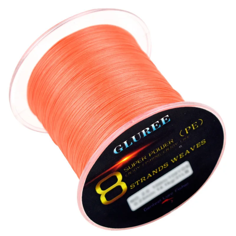 GLUREE 100 м/109 ярдов 8 стендов PE леска плетеная леска PE многофиламентная леска супер прочная высокое качество 13-200LB - Цвет: Orange