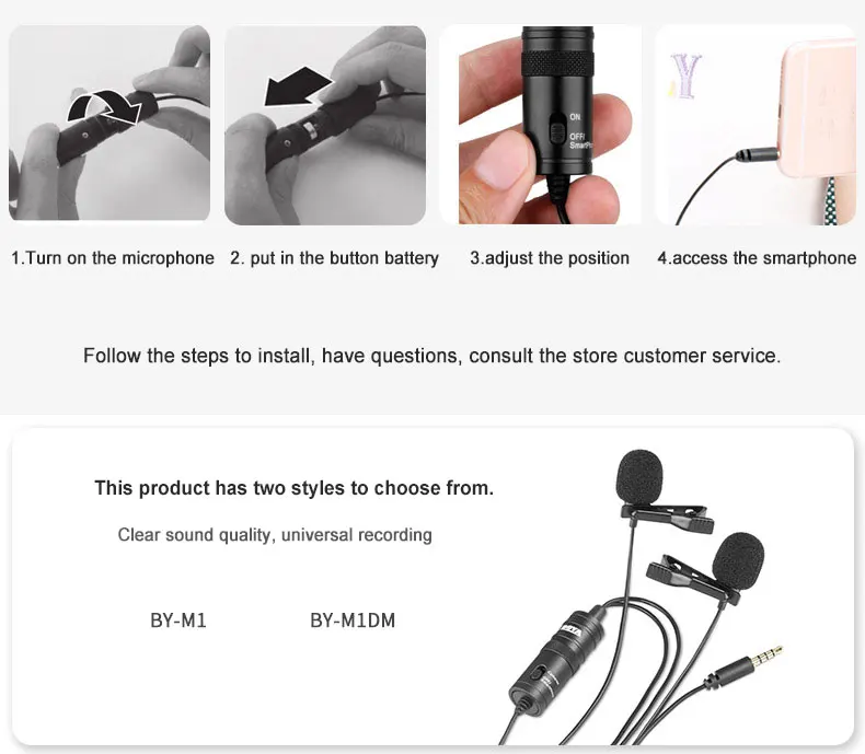 Микрофон BOYA BY-M1 6 м клип на Lavalier мини аудио 3,5 мм воротник конденсаторный лацкан микрофон для записи Canon/iPhone DSLR камер
