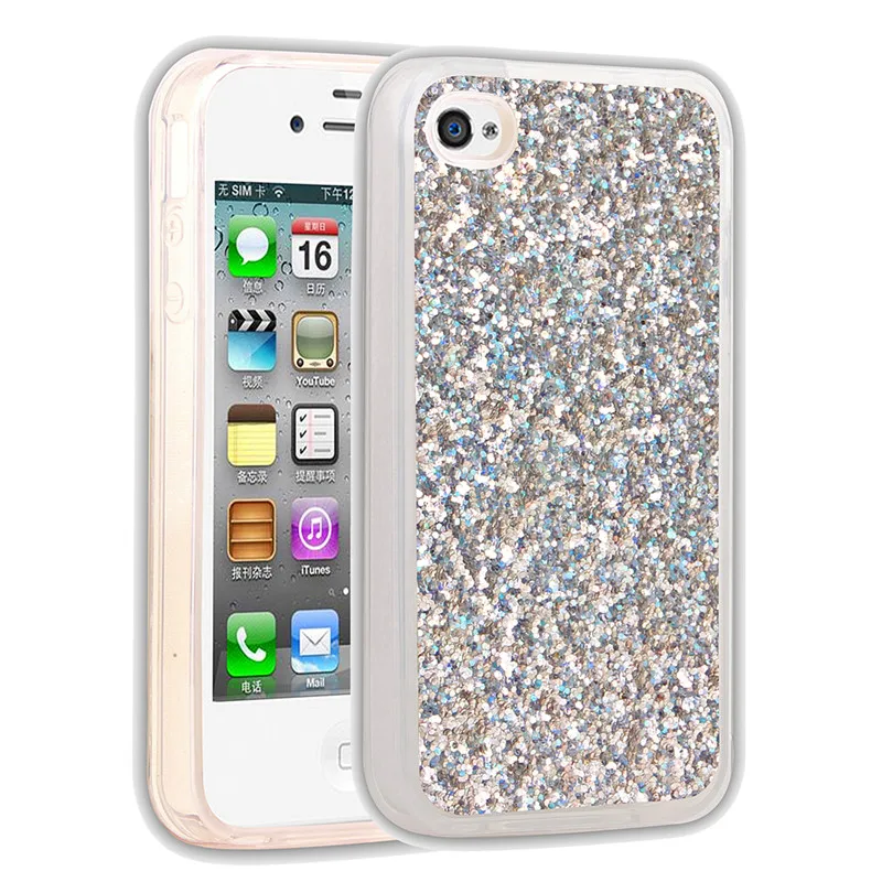 

For iphone4 iPhone 4S Shining Case Colored Shining Soft Silicone TPU Skin Shiny Glitter Back Cover Case for Iphone4 Iphone 4G 4S