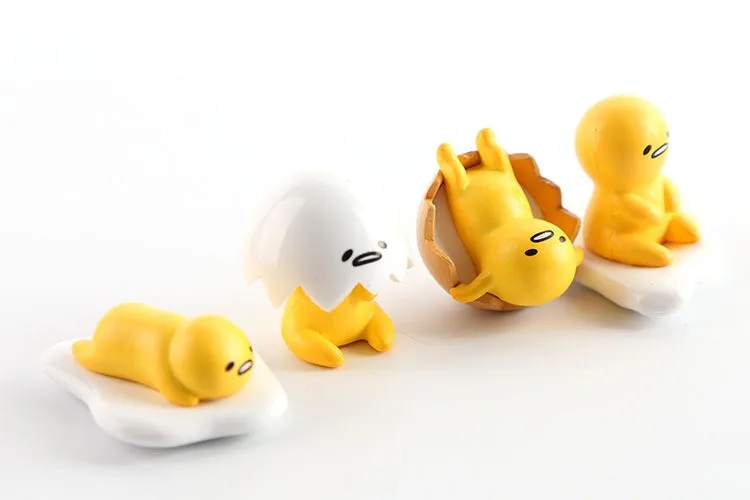 4Pcs Set Lot CUTE Gudetama Keychain Keyring Lazy Egg PVC Figure Toys Kawaii!!! 