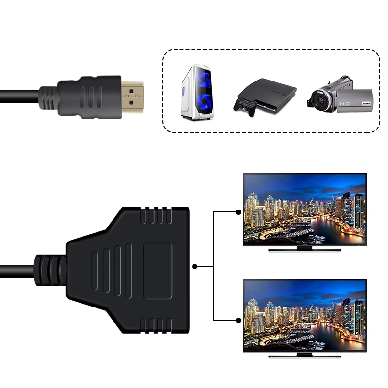 Кабель-разветвитель HDMI 1 Male To Dual HDMI 2 Female Y Splitter адаптер в HDMI HD светодиодный ЖК-телевизор 30 см 1 в 2 Splitter адаптер конвертер