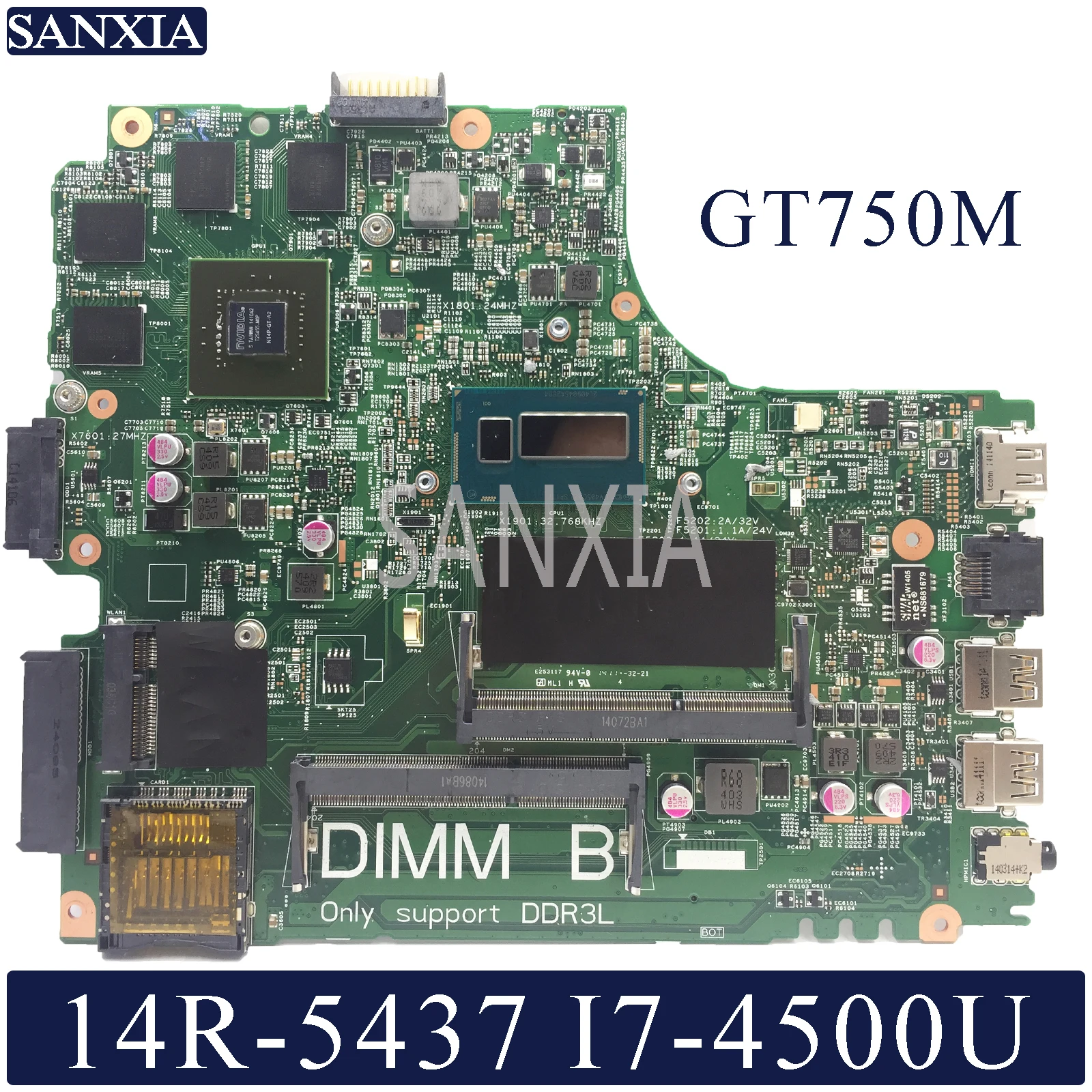  KEFU 12307-2 Laptop motherboard for Dell Inspiron 14R 5437 3437 original mainboard 100%Test I7-4500