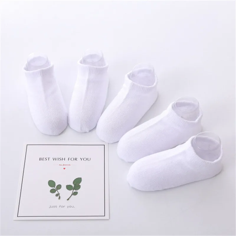 Baby Socks 5 Pairs/lot Boys Girls Pure White Socks Cotton Soft Newborn Babies Loose Comfortable Socks Kids School Sport Clothes