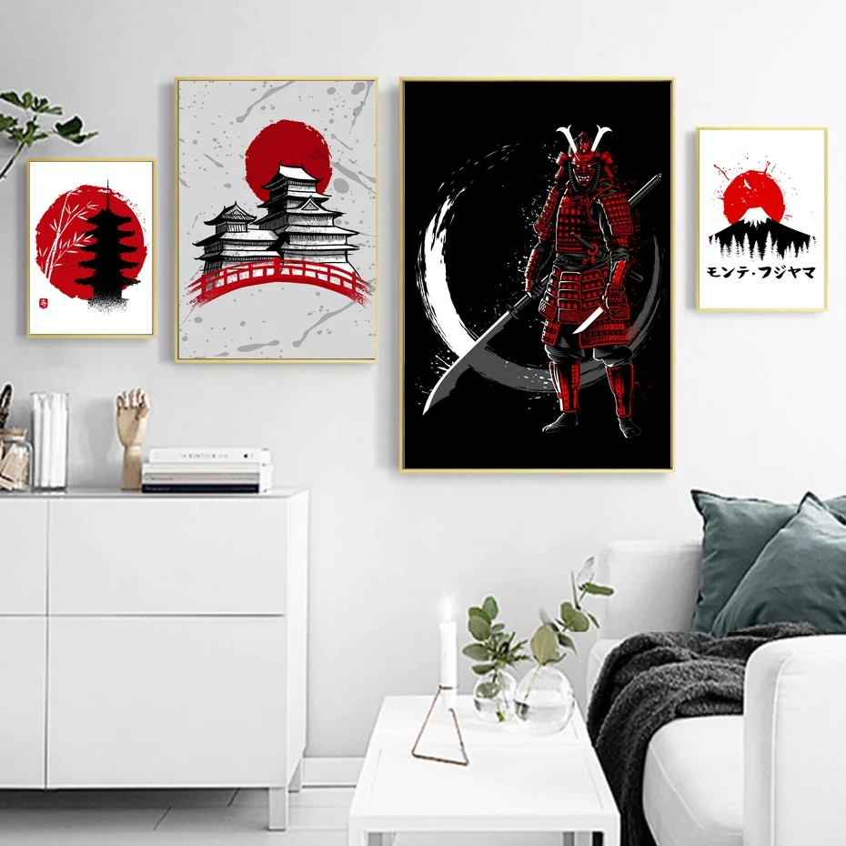 Japanese Style Fuji Canvas Painting Home Decoration samurai Traditional Wall Pictures Art Print Poster | Дом и сад
