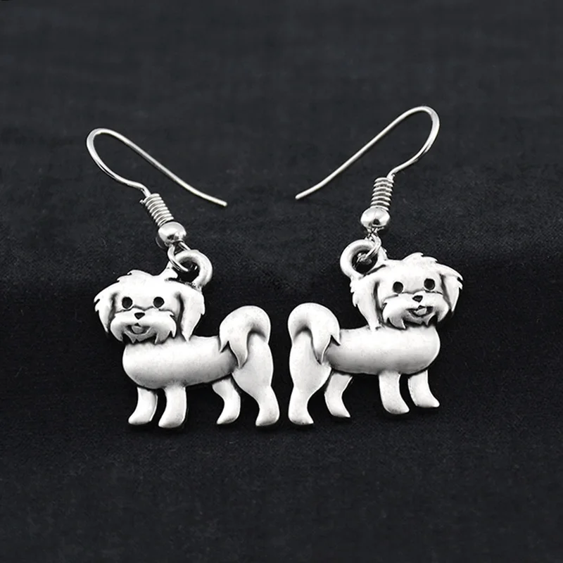 Vintage Silver Color Boho Simple Maltese Dog Drop Earrings Brincos Big Unique Animal Earrings Gifts For Women Oorbellen Jewelry Vintage Silver Color Boho Simple Maltese Dog Drop Earrings Brincos Big Unique Animal Earrings Gifts For Women Oorbellen Jewelry