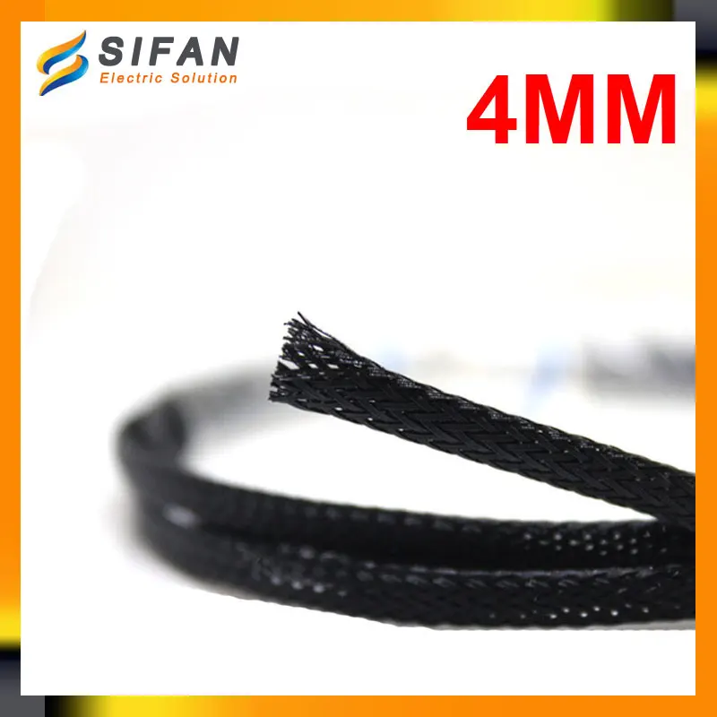 1Rolls/500meters Cable Sleeves 4mm Black Snakeskin Mesh Wire Protecting