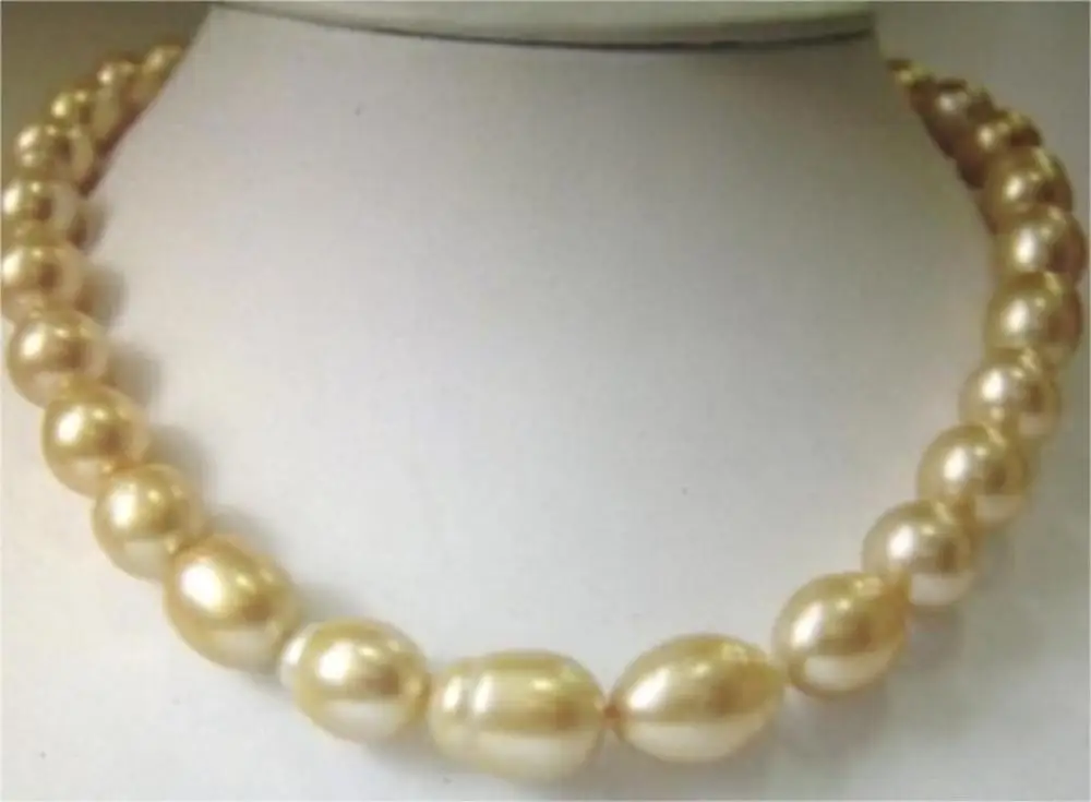 

NATURAL 18"12-13MM SOUTH SEA GENUINE GOLD DROP PEARL NECKLACE 925silver