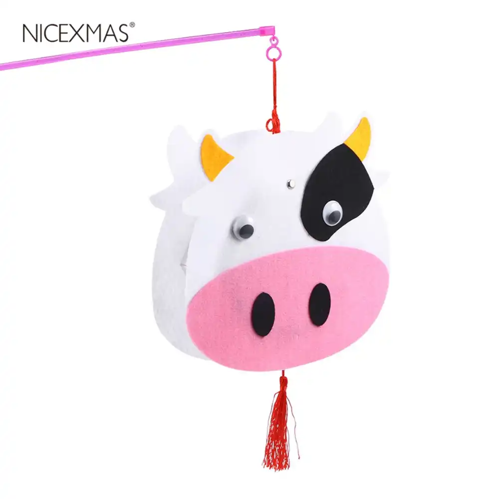 1 PC Anak Anak Kartun Sapi Lentera Diy Buatan Tangan Tanda Tanda Zodiak Cina Hewan Lentera Bahan Paket DIY Mainan