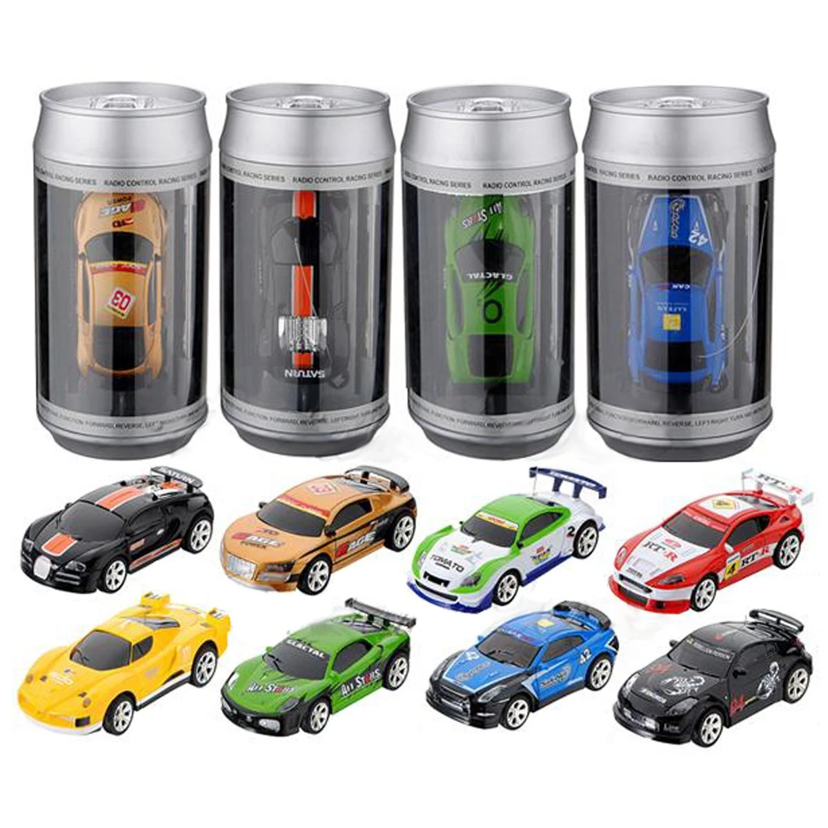 8 צבעים 20 KM/H פחית קולה Mini RC רכב 