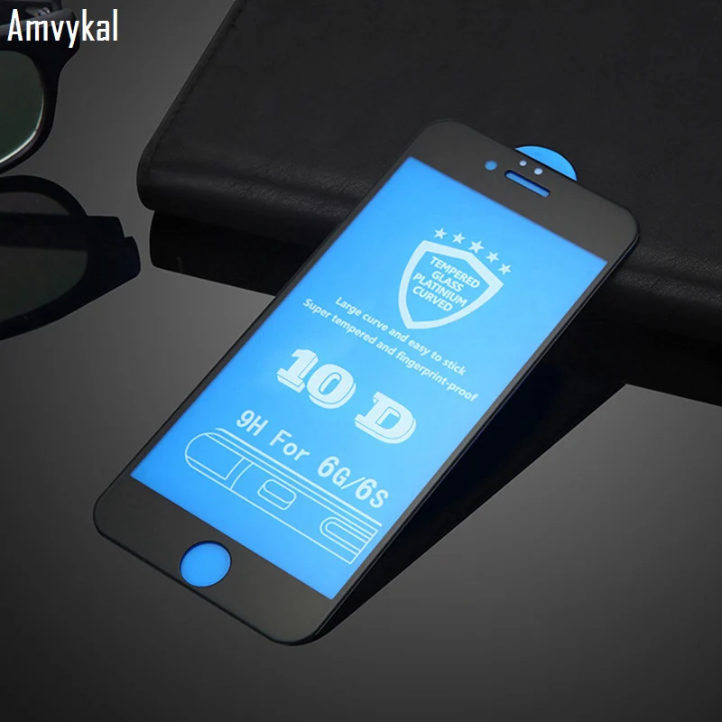 Amvykal для iphone XR X XS Max 6s 7 8 Plus 10D изогнутый край Закаленное стекло Защитная пленка для экрана 10D полное покрытие из закаленного стекла