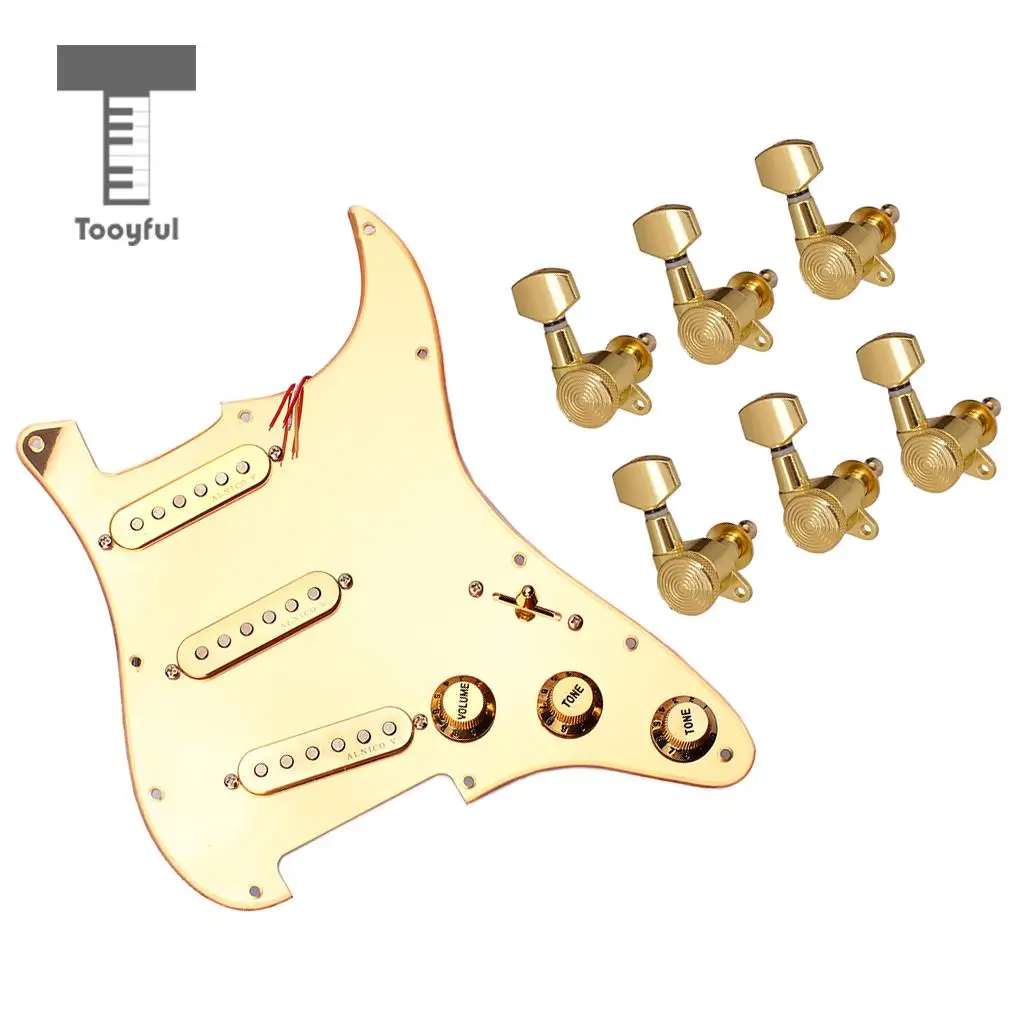 Mirror Surface Prewired SSS Pickguard Pickups+6R Sealed Gear Tuning Pegs Tuners Machine Heads for Strat ST Electric Guitar