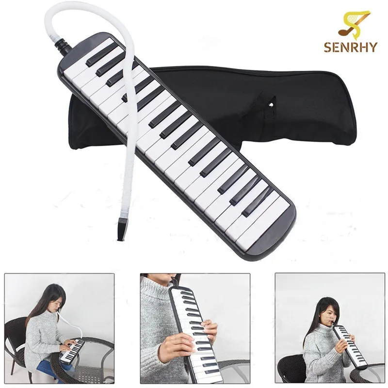 32 Keys Melodica Musical Instrument Piano Style Harmonica For Music Lovers Beginners Gift with Carrying Bag Black (Black) Malaysia