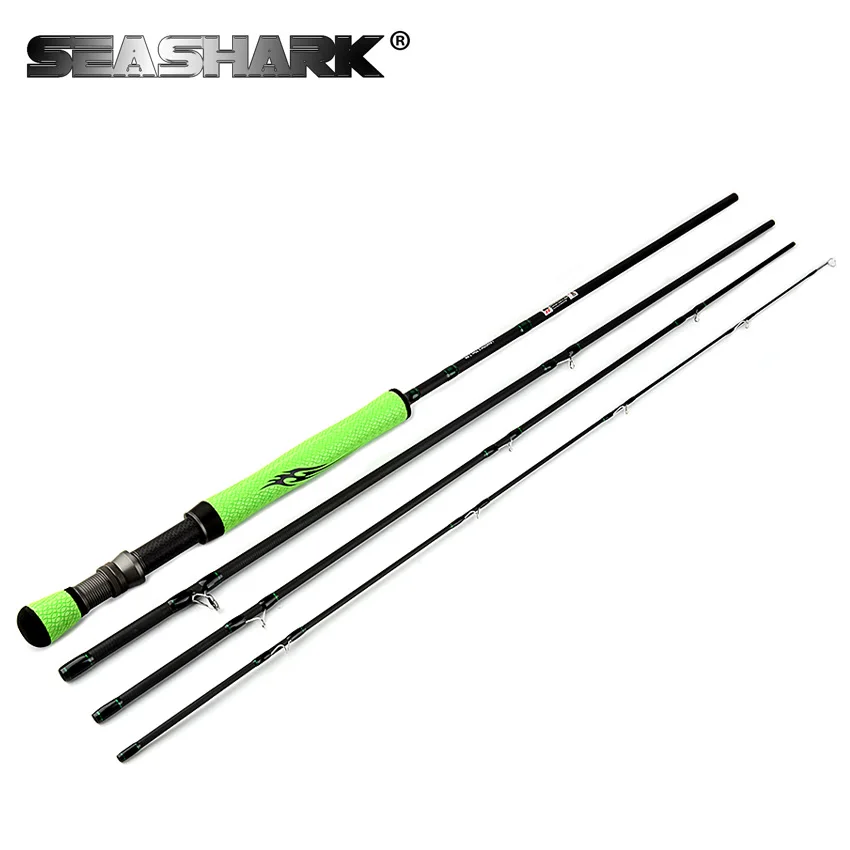 

SEASHARK 7-8# Fly Fishing Rod 4 SEC Medium Fast Action Carbon Fiber 9' Fishing Rods UL 130g 2.7m Fly Rod hard chrome ring