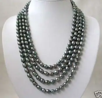 

Genuine Jewelry 4row Black FW Pearl Necklace