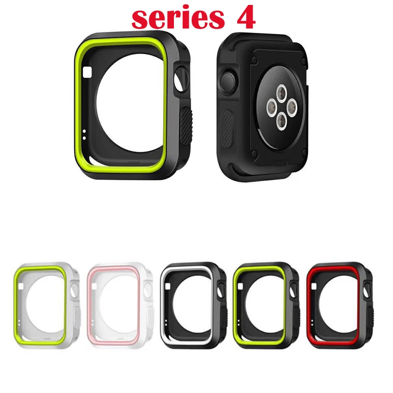 silicone cover for apple watch case 42mm/ 38mm sport band full frame rubber soft for iwatch series 4/3/2/1 back cover 40mm 44mm