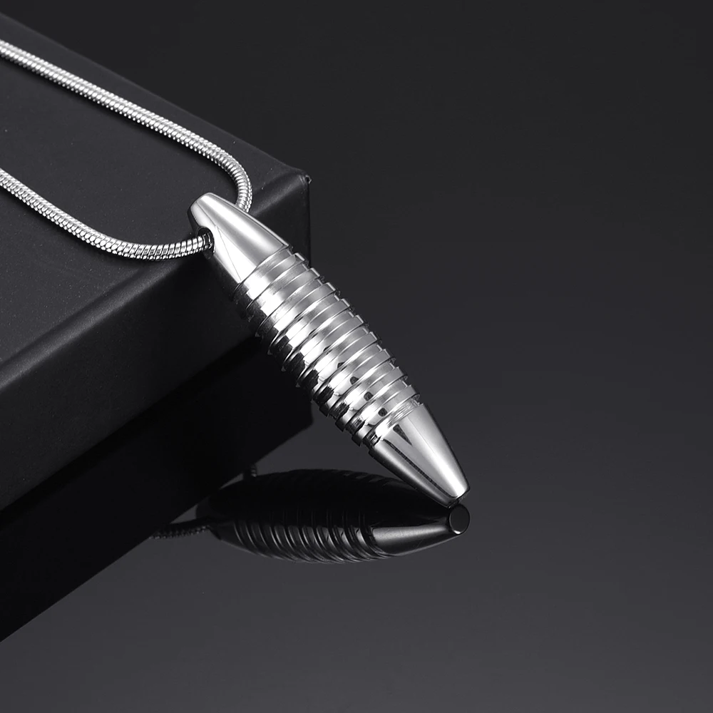 

IJD2348 Silver/Gold/Rose Gold/Gun 316L Stainless Steel Cylinder/Perfume Bottle Urn Necklace for Ashes Cremation Keepsake Pendant