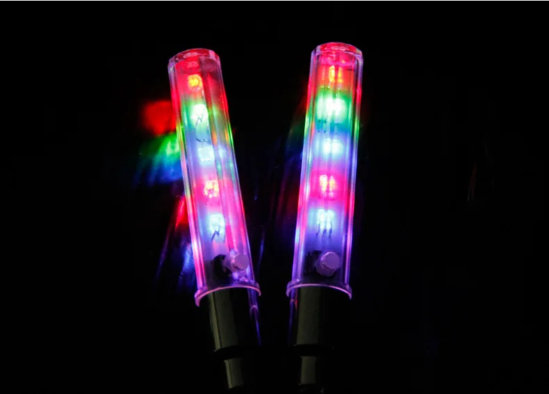 Excellent New 2Pcs 5 LEDS Bike Bicycle Tire Valve Cap Tube Neon Lights Wheel Spoke Lamp With Battery 0