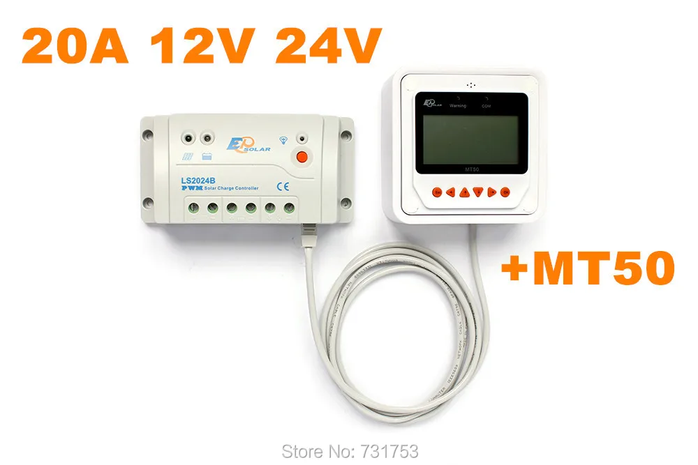 

MAYLAR@ 20A 12V 24V Auto LS2024B Landstar Programmable Solar Charge Controller With MT50 Remote Meter LCD Display