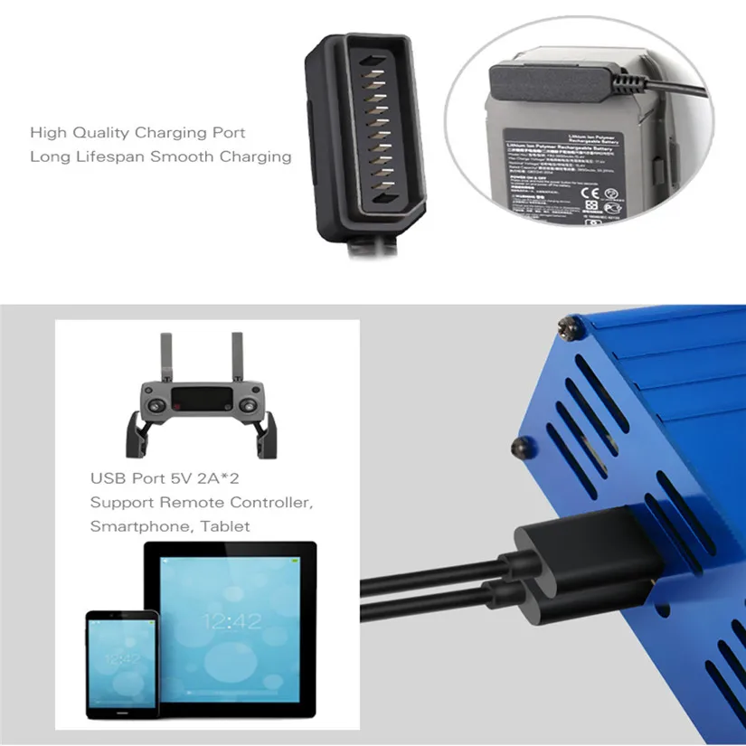 HIPERDEAL 6 в 1 Батарея Зарядное устройство с USB Супер зарядная станция для DJI Мавик 2 PRO/зум с несколькими характеристики станции