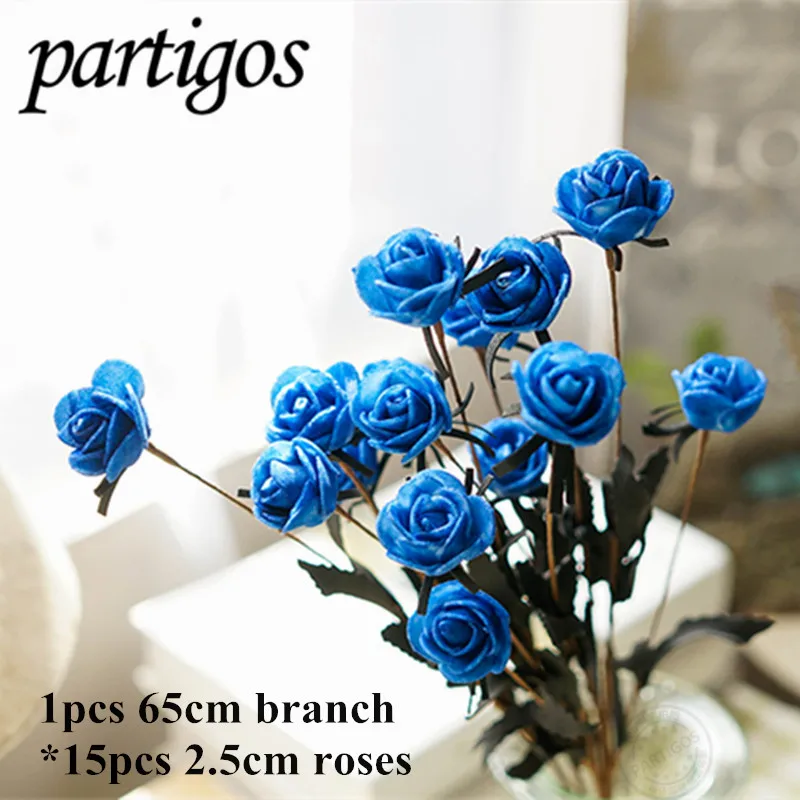 Высокое качество, искусственные розы, искусственные розы, романтическое свадебное украшение, домашний декор, подарок на день Святого Валентина, венок, Свадебный букет цветов - Цвет: 15 pcs Sapphire blue