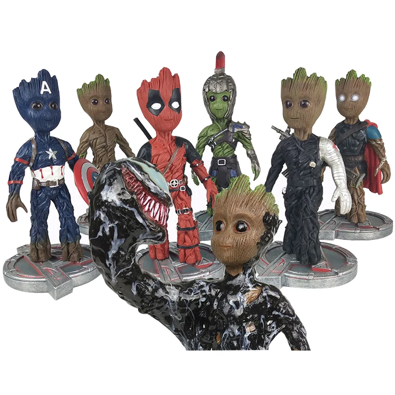 

Life Size 1:1 Marvel Venom Groot Guardians of The Galaxy Avengers Cute Baby Young Tree Man 23CM Action Figure Toys Model Doll