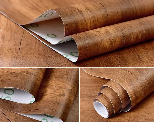 Self adhesive wood grain stickers 3d wall stickers wall door bedroom wardrobe decoration