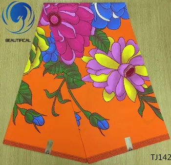 

LIULANZHI orange wax fabric white wedding wax fabric print big flowers ankara wax fabric cotton african 6yards/lot TJ132-TJ149