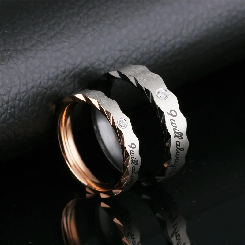 Will Always Be With You Stainless Steel Couples ring Lovers' Ring for Him and She Promise Engagement Rings Wedding Bands