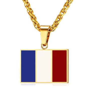 

New Hot Fashion France National Flag Pendant Jewelry Stainless Steel/Gold Color Patriot French Banner Necklace Women/Men GP2444