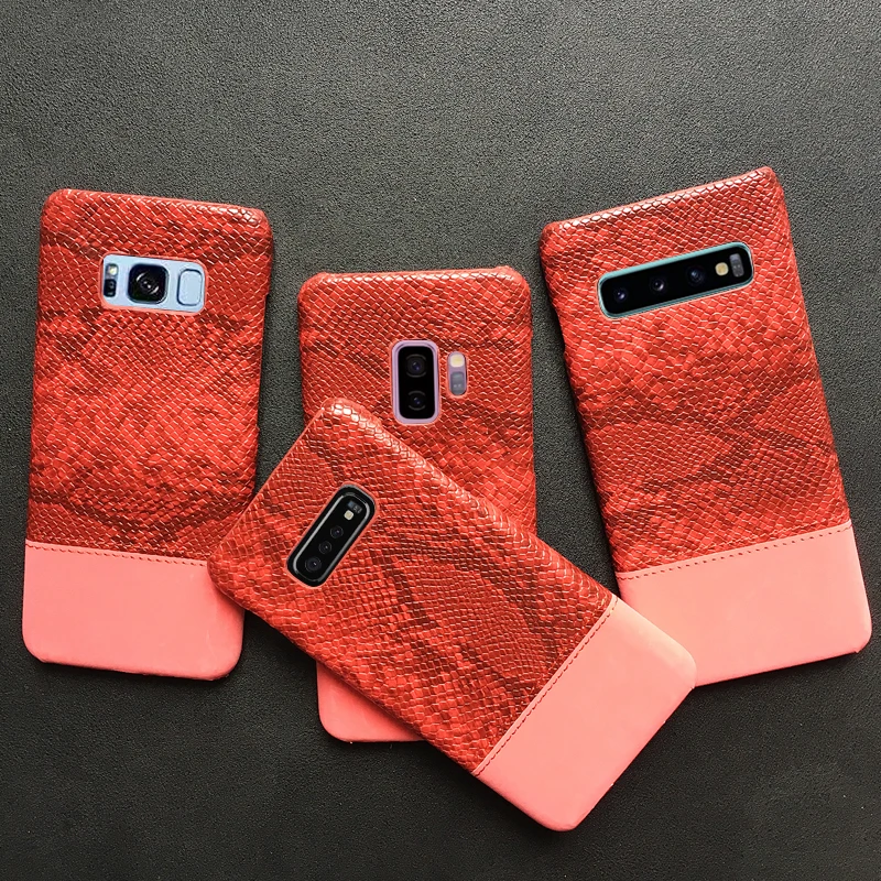 Роскошный чехол из искусственной кожи под змеиную кожу для Samsung S10 S8 S9 Plus Жесткий