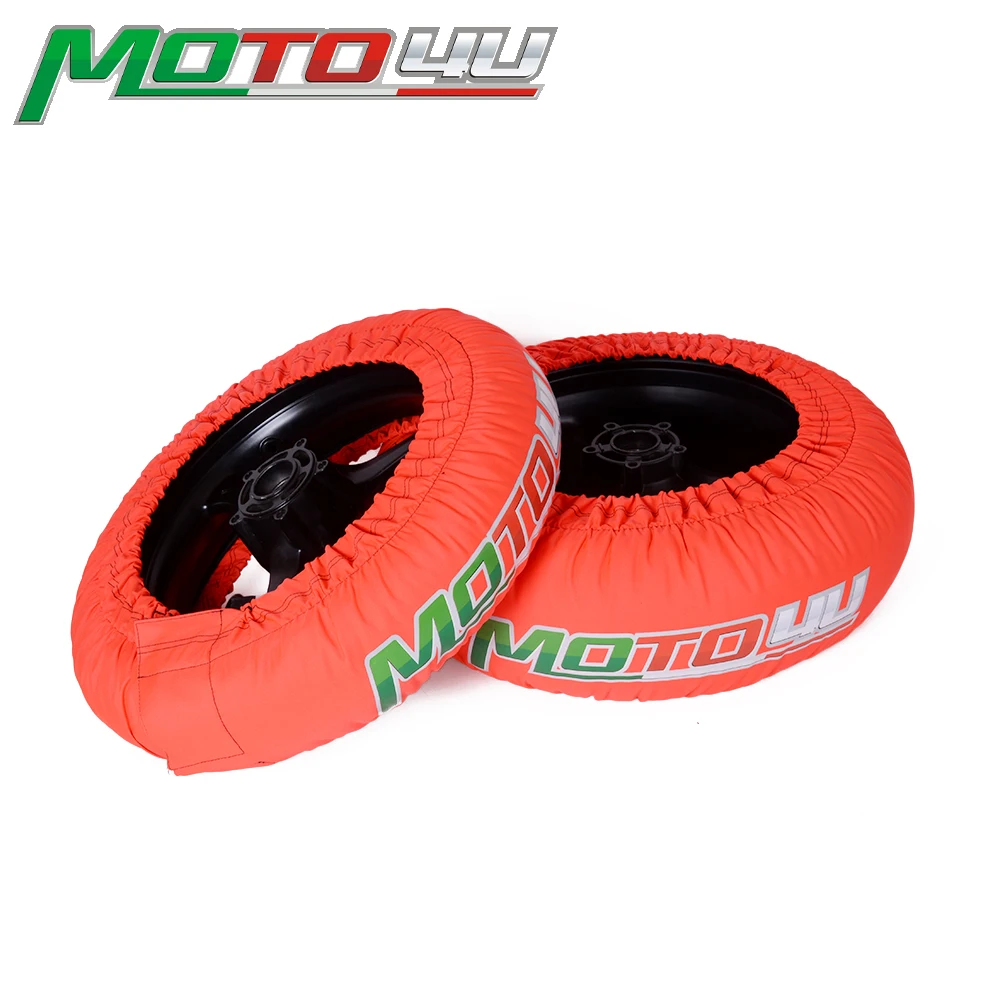 

MOTO4U 1 Pair Orange 120/165 120/190 120/200 Front and Rear Racing Universal CE Digital Motorcycle Race Tire Warmer Tyre warmer